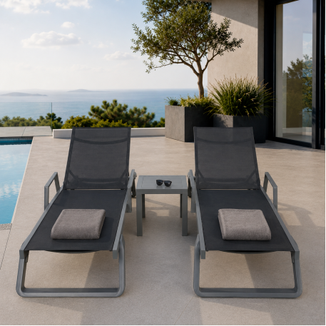 Комплект 2 шезлонга Siesta Tropic + Стол Siesta Ocean Side Table - Dark Grey Black2