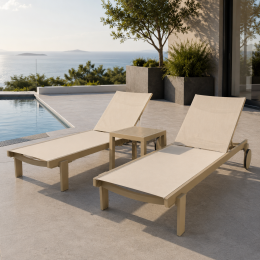 Комплект з 2 шезлонгів Siesta Casablanca +  Стіл Siesta Ocean Side Table - Taupe - Taupe