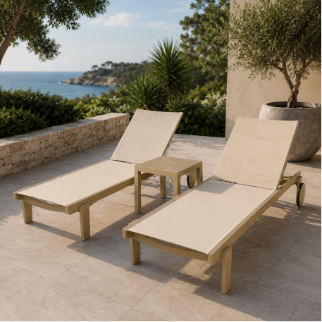 Комплект з 2 шезлонгів Siesta Casablanca +  Стіл Siesta Ocean Side Table - Taupe - Taupe1