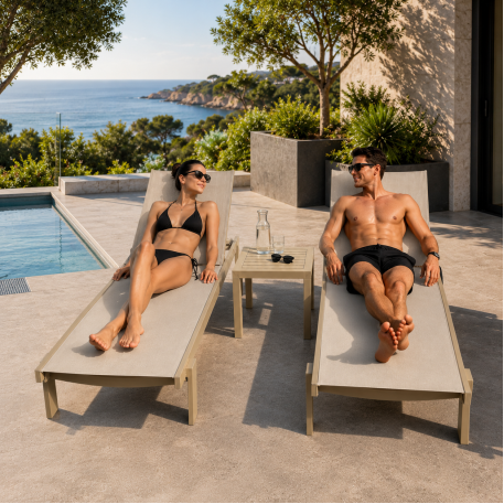 Комплект з 2 шезлонгів Siesta Casablanca +  Стіл Siesta Ocean Side Table - Taupe - Taupe2