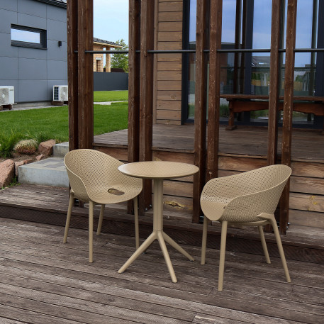 Комплект 2 стільця Siesta Sky Pro + стіл круглий Siesta Sky Folding Table Ø60 Taupe2
