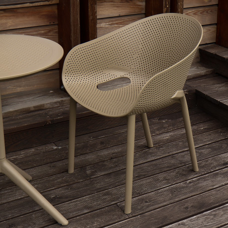 Комплект 2 стільця Siesta Sky Pro + стіл круглий Siesta Sky Folding Table Ø60 Taupe1