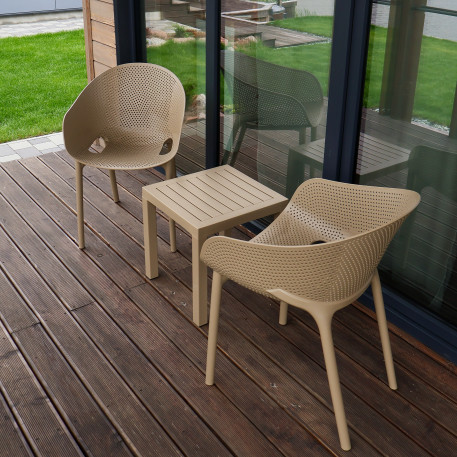 Комплект 2 стільця Siesta Sky Pro + стіл Siesta Ocean Side Table Taupe1