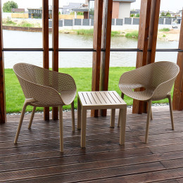 Комплект 2 стільця Siesta Sky Pro + стіл Siesta Ocean Side Table Taupe