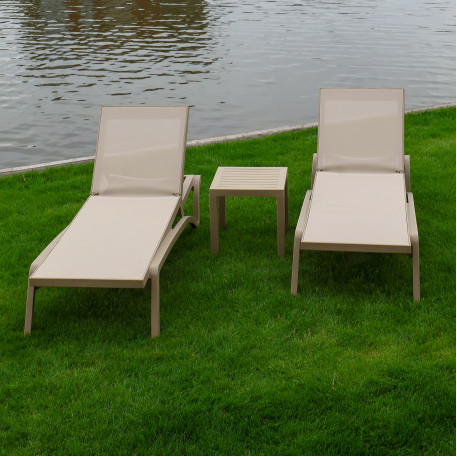 Комплект із 2 шезлонгів Siesta Pacific +  Стіл Siesta Ocean Side Table - Taupe1