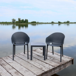 Комплект 2 стільця Siesta Sky Pro + стіл Siesta Ocean Side Table Dark Grey