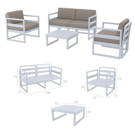 Комплект меблів для тераси Siesta Mykonos Lounge Set White Білий9