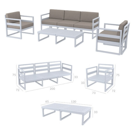 Комплект меблів для тераси Siesta Mykonos Lounge Set XL White Білий13
