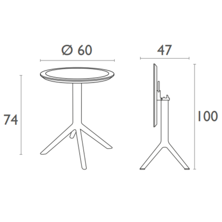 Комплект 2 стільця Siesta Sky Pro + стіл круглий Siesta Sky Folding Table Ø60 Taupe9