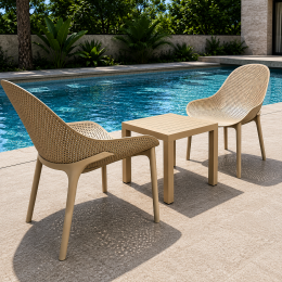 Комплект 2 стільця Siesta Sky Lounge + стіл Siesta Ocean Side Table Taupe