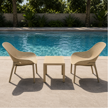 Комплект 2 стула Siesta Sky Lounge + стол Siesta Ocean Side Table Taupe1
