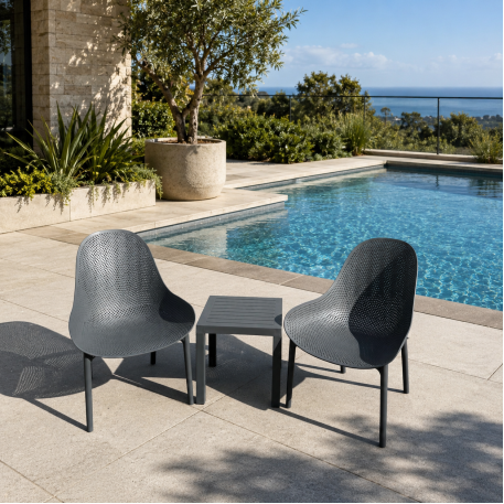 Комплект 2 стільця Siesta Sky Lounge + стіл Siesta Ocean Side Table Dark Grey1