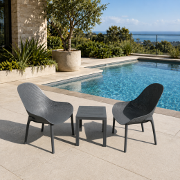 Комплект 2 стільця Siesta Sky Lounge + стіл Siesta Ocean Side Table Dark Grey