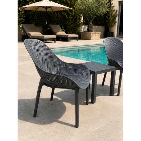 Комплект 2 стільця Siesta Sky Lounge + стіл Siesta Ocean Side Table Dark Grey3