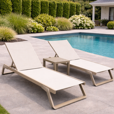 Комплект із 2 шезлонгів Siesta Tropic +  Стіл Siesta Ocean Side Table - Taupe1